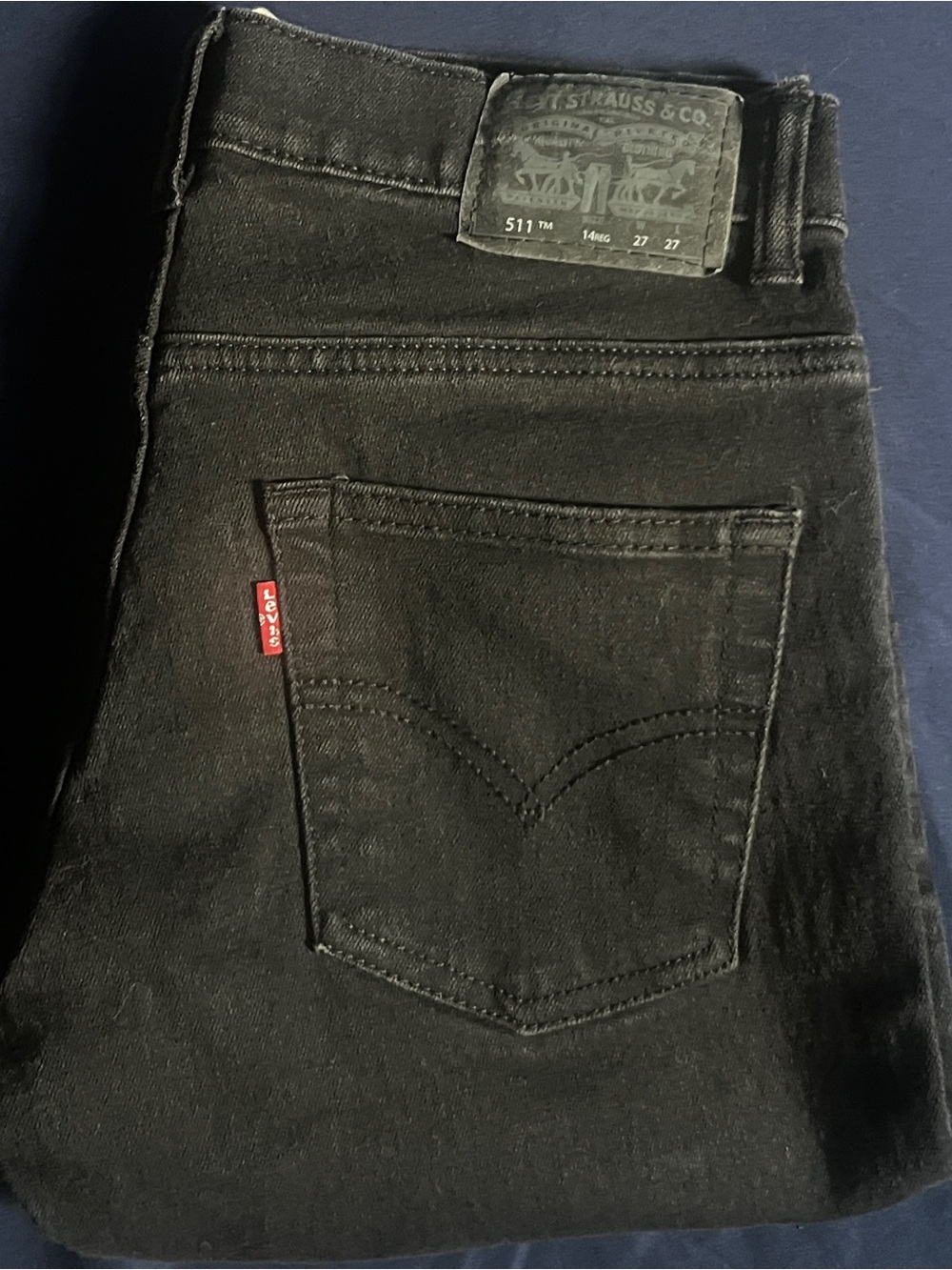 Levi's 511 Black Jeans- 14 REG, 27W 27L and Slim Fit